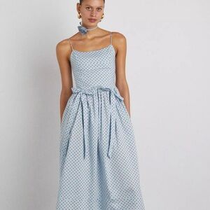 Damson Madder Blue Polka Dot Dress with Bows